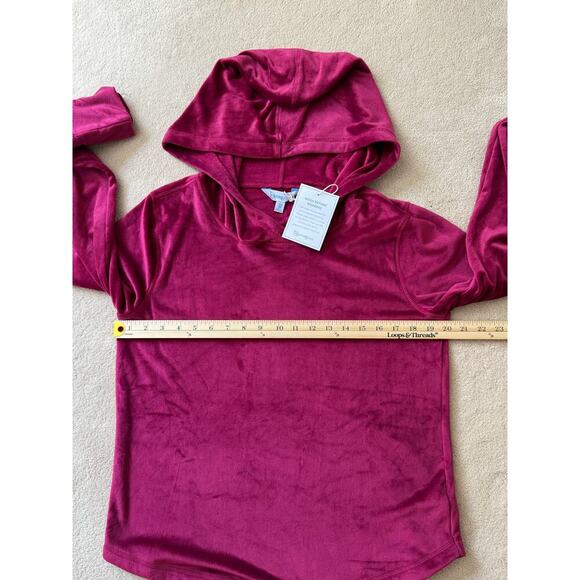 Pajamagram Tempting Touch Pajama Top Hooded Garnet Lounging Women's SZ S NWT - Picture 7 of 8